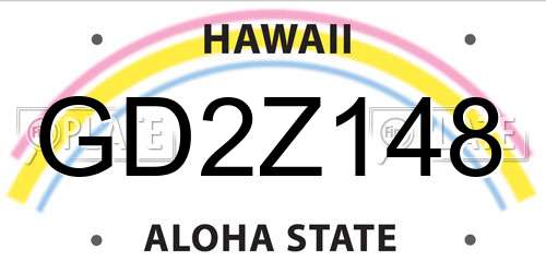 GD2Z148 Hawaii License Plate