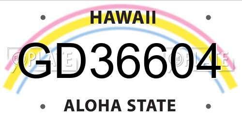 GD36604 Hawaii License Plate