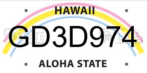 GD3D974 Hawaii License Plate