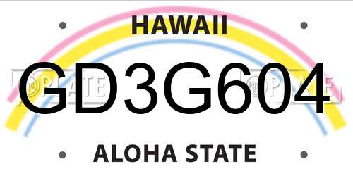 GD3G604 Hawaii License Plate