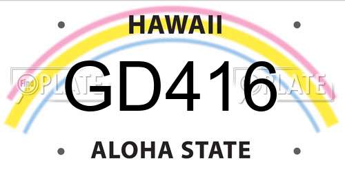 GD416 Hawaii License Plate