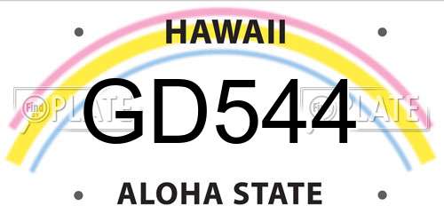 GD544 Hawaii License Plate