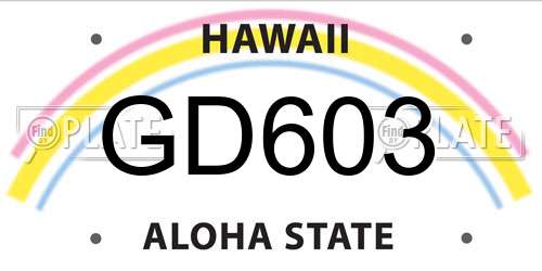 GD603 Hawaii License Plate