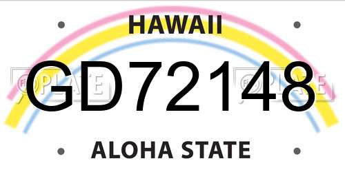 GD72148 Hawaii License Plate