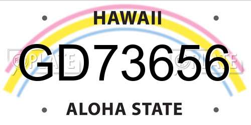 GD73656 Hawaii License Plate