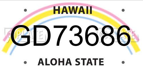 GD73686 Hawaii License Plate