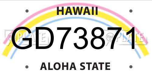 GD73871 Hawaii License Plate