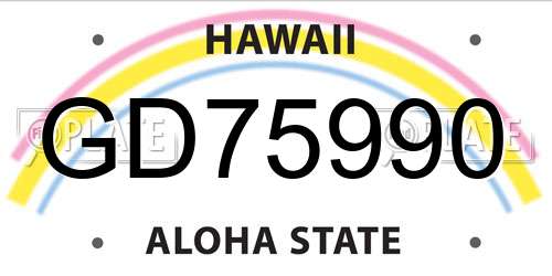 GD75990 Hawaii License Plate
