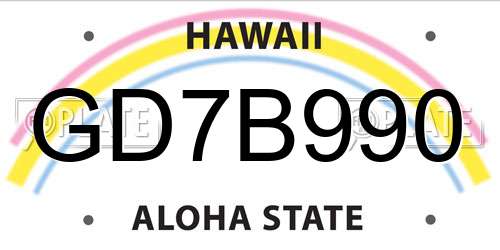 GD7B990 Hawaii License Plate