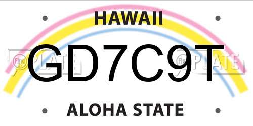 GD7C9T Hawaii License Plate