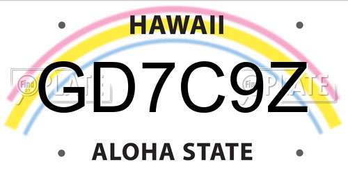 GD7C9Z Hawaii License Plate