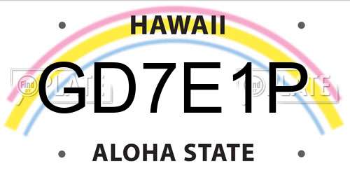 GD7E1P Hawaii License Plate