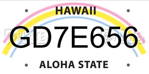 GD7E656 Hawaii License Plate