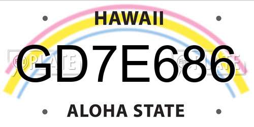 GD7E686 Hawaii License Plate