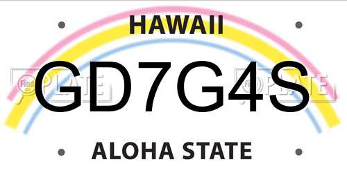 GD7G4S Hawaii License Plate