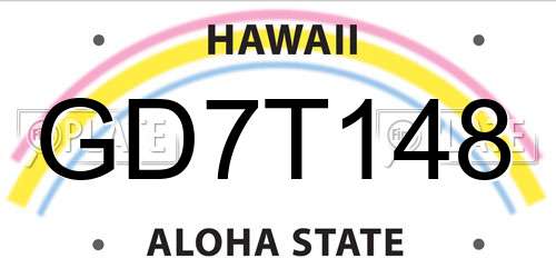 GD7T148 Hawaii License Plate