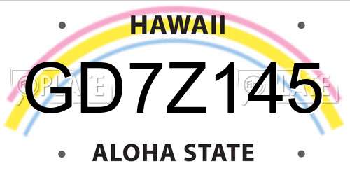 GD7Z145 Hawaii License Plate