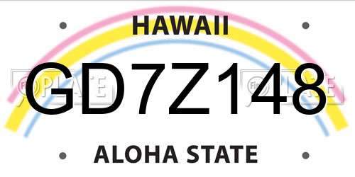 GD7Z148 Hawaii License Plate