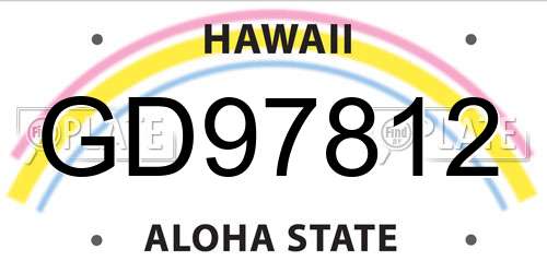 GD97812 Hawaii License Plate