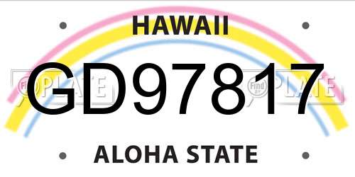 GD97817 Hawaii License Plate