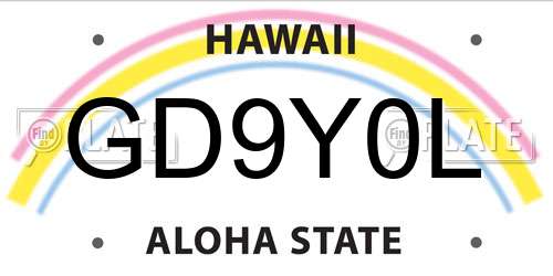 GD9Y0L Hawaii License Plate