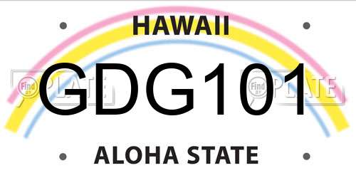 GDG101 Hawaii License Plate