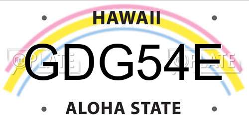 GDG54E Hawaii License Plate