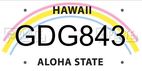 GDG843 Hawaii License Plate