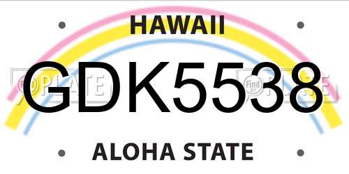 GDK5538 Hawaii License Plate