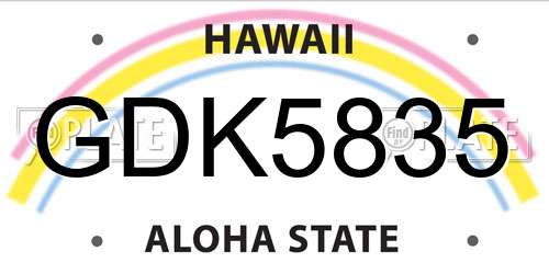 GDK5835 Hawaii License Plate