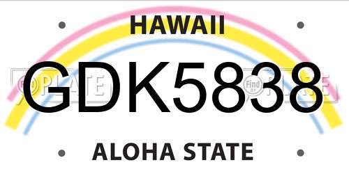 GDK5838 Hawaii License Plate