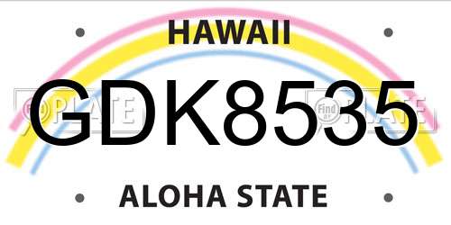 GDK8535 Hawaii License Plate