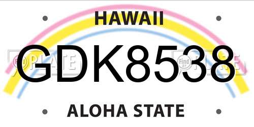 GDK8538 Hawaii License Plate