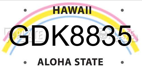 GDK8835 Hawaii License Plate