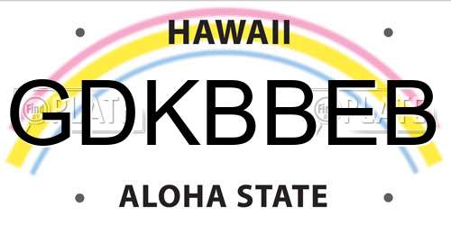GDKBBEB Hawaii License Plate