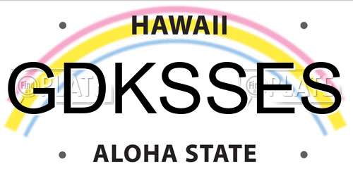 GDKSSES Hawaii License Plate