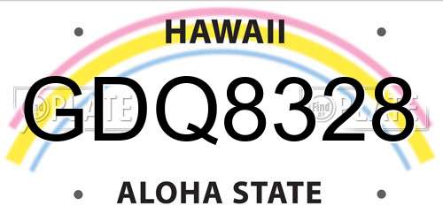 GDQ8328 Hawaii License Plate