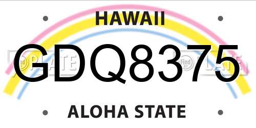 GDQ8375 Hawaii License Plate