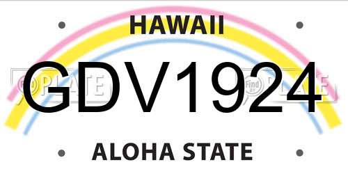 GDV1924 Hawaii License Plate