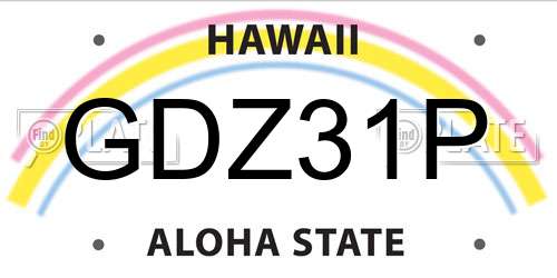 GDZ31P Hawaii License Plate