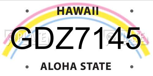 GDZ7145 Hawaii License Plate