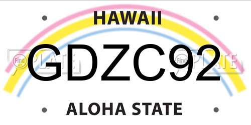 GDZC92 Hawaii License Plate