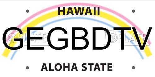 GEGBDTV Hawaii License Plate