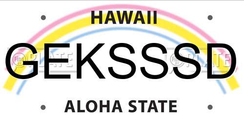 GEKSSSD Hawaii License Plate