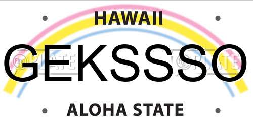 GEKSSSO Hawaii License Plate