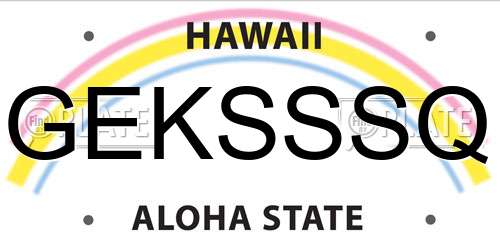 GEKSSSQ Hawaii License Plate
