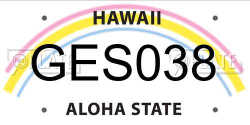 GES038 Hawaii License Plate