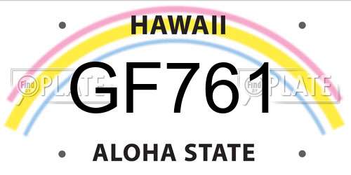 GF761 Hawaii License Plate