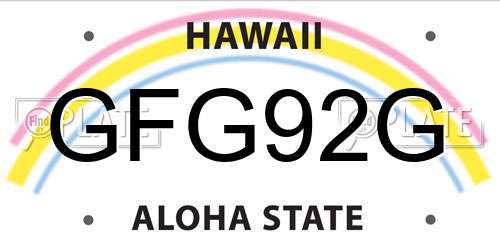 GFG92G Hawaii License Plate