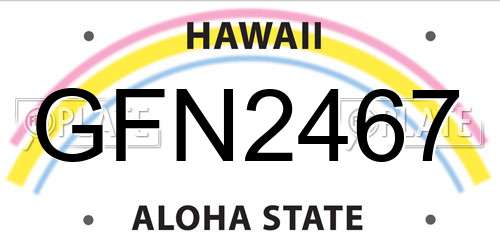 GFN2467 Hawaii License Plate